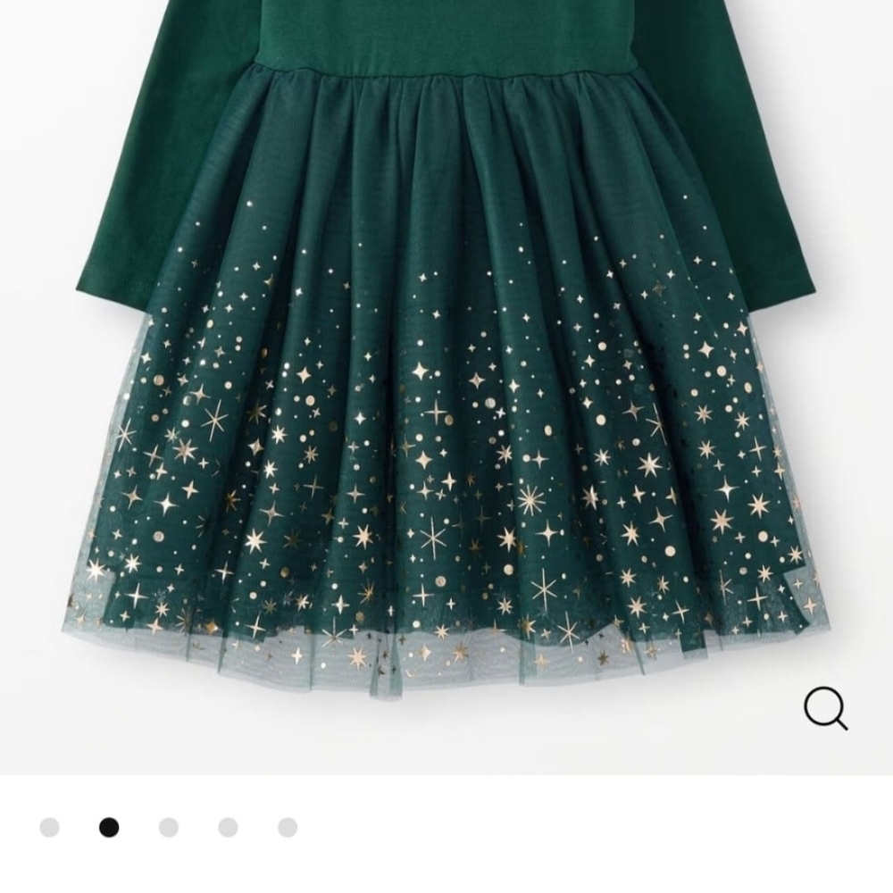 Hanna Andersson Green and Gold Starry Kids Dress